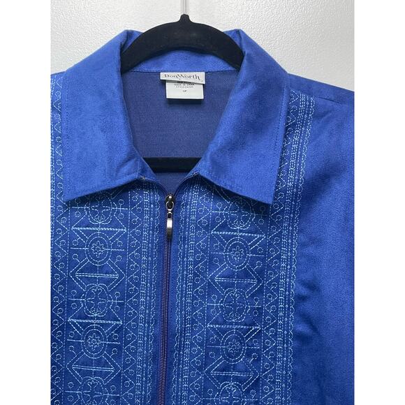 Bon Worth Vintage Embroidered Geometric Full Zip Jacket Grandma Blue S Petite - Picture 3 of 11